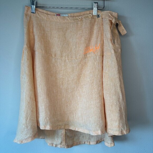 NWT Diesel 100% Linen Vintage Y2K Midi Length Skirt Size 16 Adjustable Side Tie - Picture 2 of 13